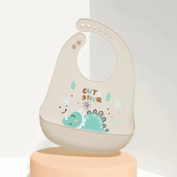 Babero de silicona con bolsillo – Dinos / Azul - Imagen 9