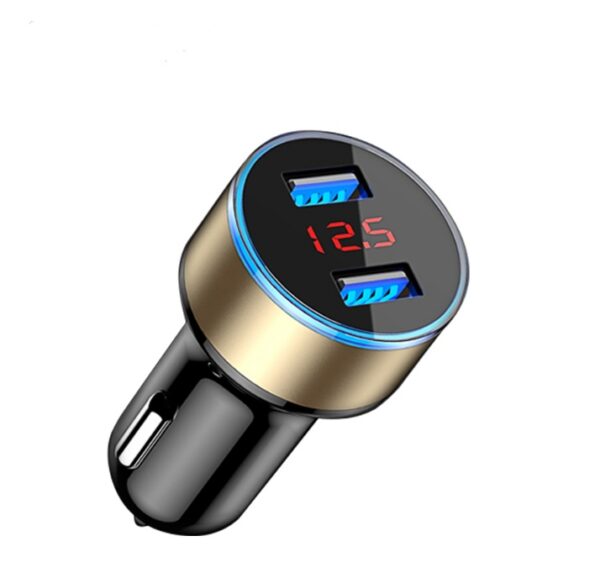 Cargador de coche universal de 5 V y 3,1 A con pantalla LED y doble puerto USB.