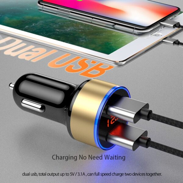Cargador de coche universal de 5 V y 3,1 A con pantalla LED y doble puerto USB. - Imagen 7