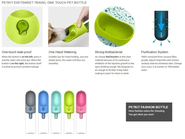 PETKIT - Botella de agua portátil para exteriores, perros y gatos, comedero de viaje - Imagen 16