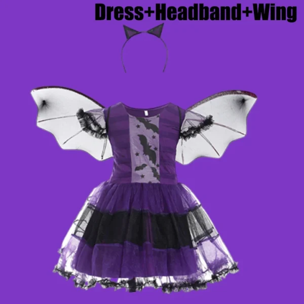 2025 Nuevos Disfraces De Halloween Para Niñas, Murcielago Morado, Esqueleto, Fantasma, Tallas - Imagen 9