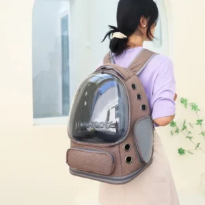 Mochila plegable transparente para mascotas, portátil para perros y gatos