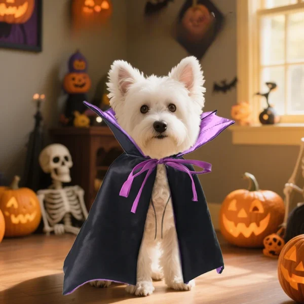 Disfraz Divertido De Halloween Para Perros o Gatos Capa De Vampiro - Imagen 2