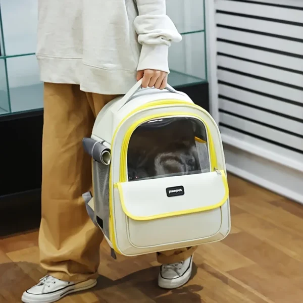 Mochila de viaje transparente para mascotas, espaciosa y transpirable. - Imagen 12
