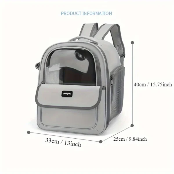 Mochila de viaje transparente para mascotas, espaciosa y transpirable. - Imagen 2