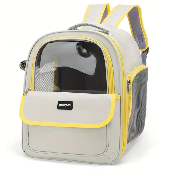 Mochila de viaje transparente para mascotas, espaciosa y transpirable. - Imagen 7