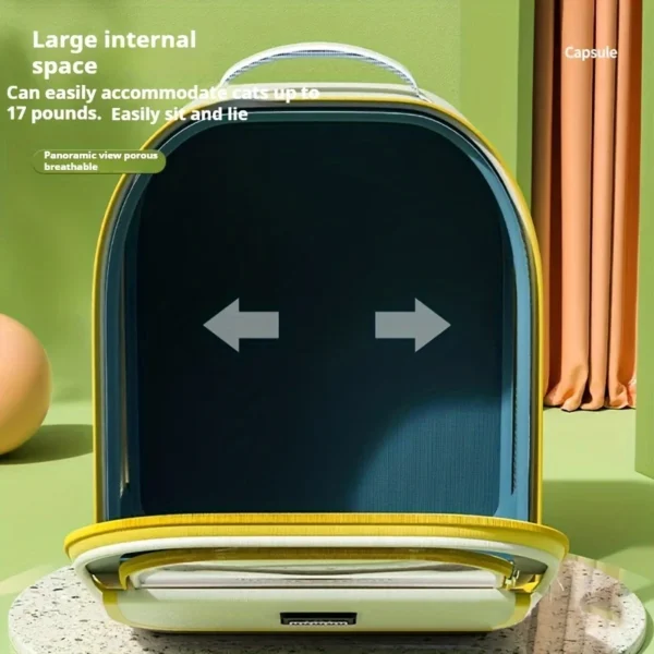 Mochila de viaje transparente para mascotas, espaciosa y transpirable. - Imagen 4