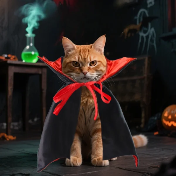 Disfraz Divertido De Halloween Para Perros o Gatos Capa De Vampiro - Imagen 3