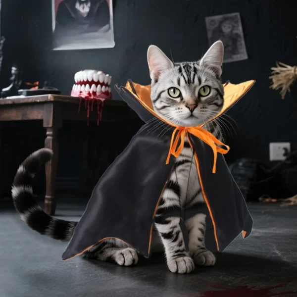 Disfraz Divertido De Halloween Para Perros o Gatos Capa De Vampiro - Imagen 4